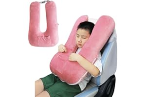 Cococu Car Pillow for Kids, Travel Pillow for Car, Toddler Travel Pillow for Sleeping Carseat Pillow for Adults, Removable and Washable Covers, Long Car Ride Essentials, Pink-Skin Friendly