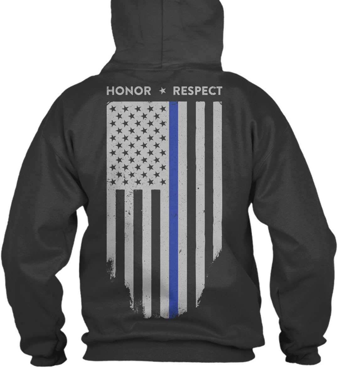 Thin Blue Line Flag Hoodie Sweatshirt, Law Enforcement