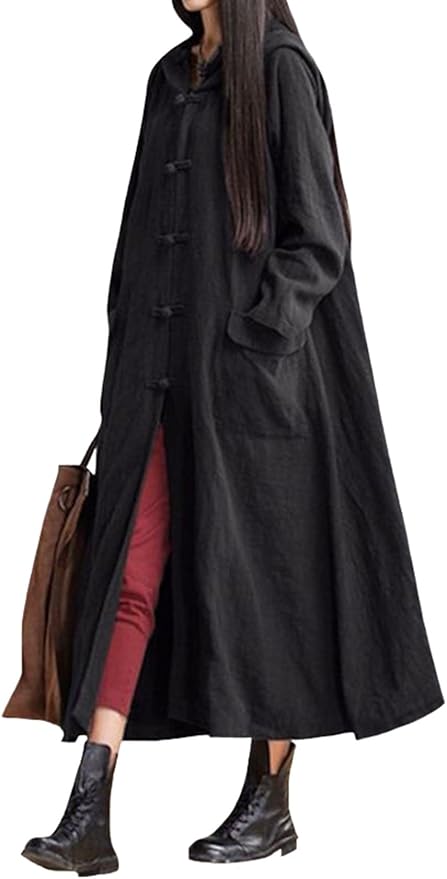 Amazon Ehame チュニック レディース ワンピース ロング丈 vネック 長袖 綿麻 薄手 春夏秋 コート フード付き チャイナボタン ゆったり おしゃれ カジュアル 大きいサイズ ワンピース チュニック 通販
