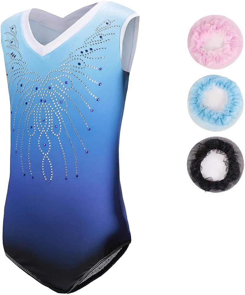 Sinoeem Gymnastics Leotards for Girls Long Sleeve Gradient BlueBlack