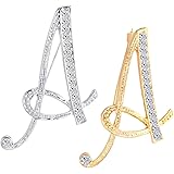 ETHOON 2 Pcs Letter Brooch Pins Initial Rhinestone Silver Gold Plated Brooch for Women Crafts A-Z