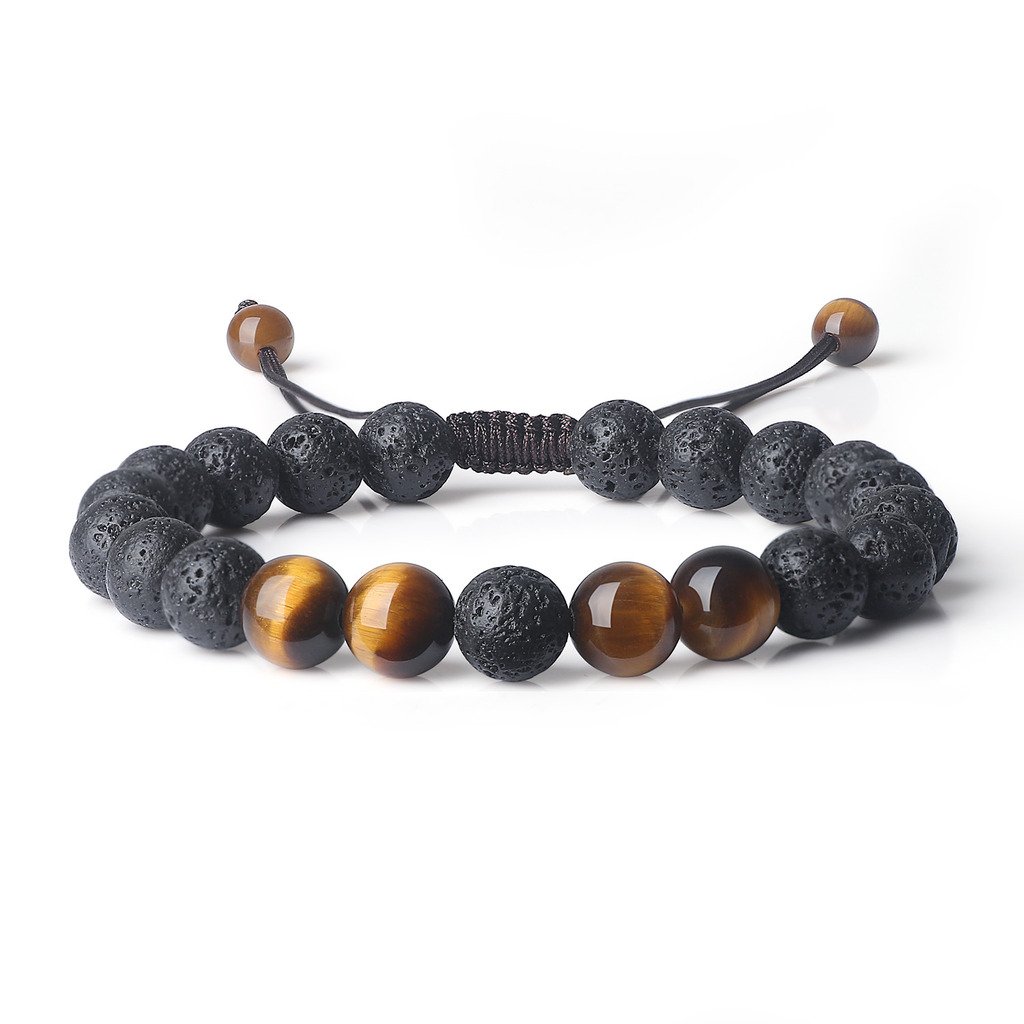 COAI Lava Stone Beaded Bracelet for Men Women, Tiger Eye Bracelet