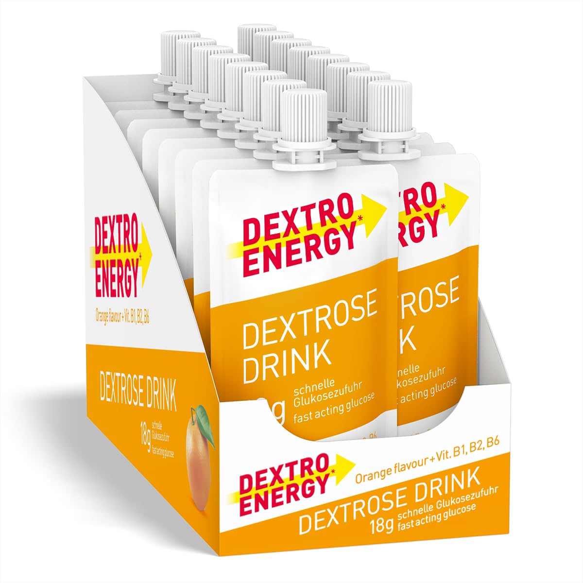 Dextro Energy Dextrose Drink, Orange, Liquid Glucose, Alternative to Glucose Tablets, 50ml Pack of 16