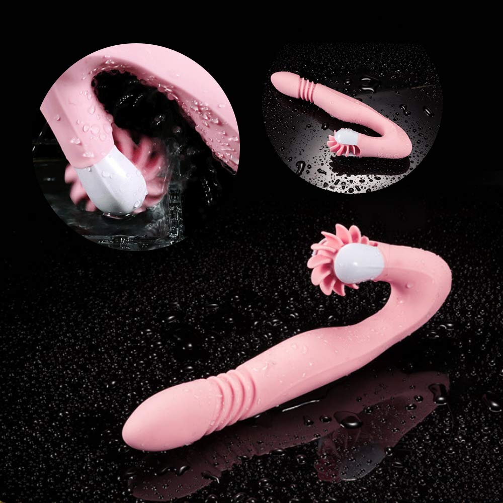 G-Punkt Vibratoren für Sie, AUPLAY Heizung Doppelmotoren Zungenlecken Vibrator für die Klitoris und G-punkt Stimulator mit Stoßfunktion, 3 Stretching-Modi und 12 Geschwindigkeit Rotation für Frauen