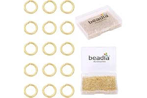 BEADIA 14K Gold Plated Jump Rings Non Tarnish 3mm 1200pcs for Jewelry Making Findings