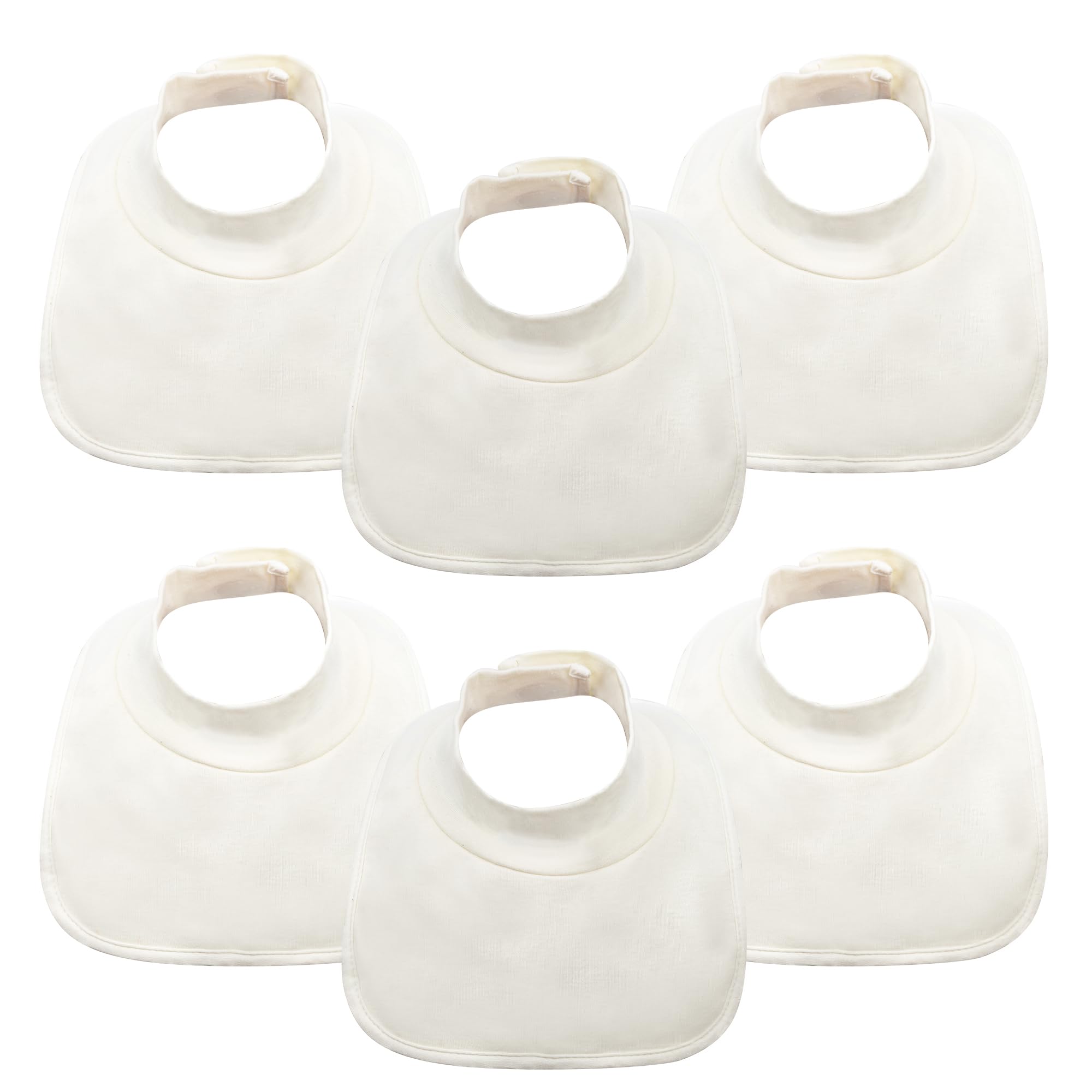 SYVOFOX 6 Pack Mock Neck Baby Bibs, High Neck Soft Cotton Dribble Bibs for Baby Teething, Waterproof Drooling Blank Bibs for Infant Girl and Boy Newborn to 6 Month - Cream