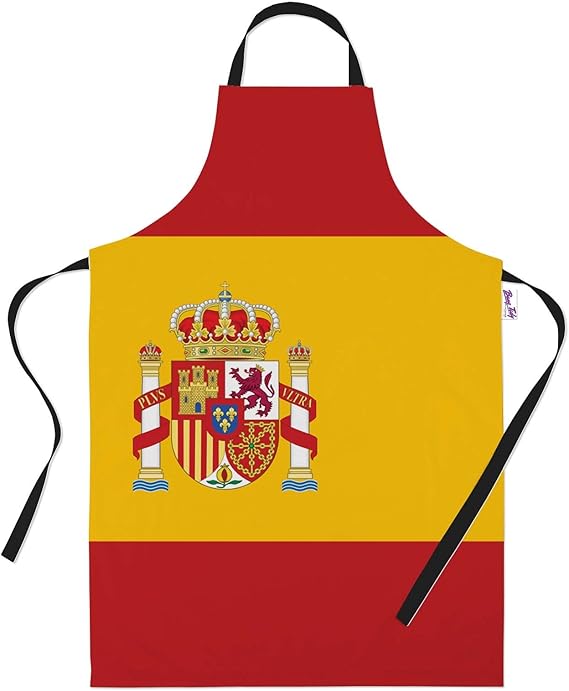 Funny Aprons for Men Spanish Flag BBQ Cooking Apron Kitchen Gift Clothing