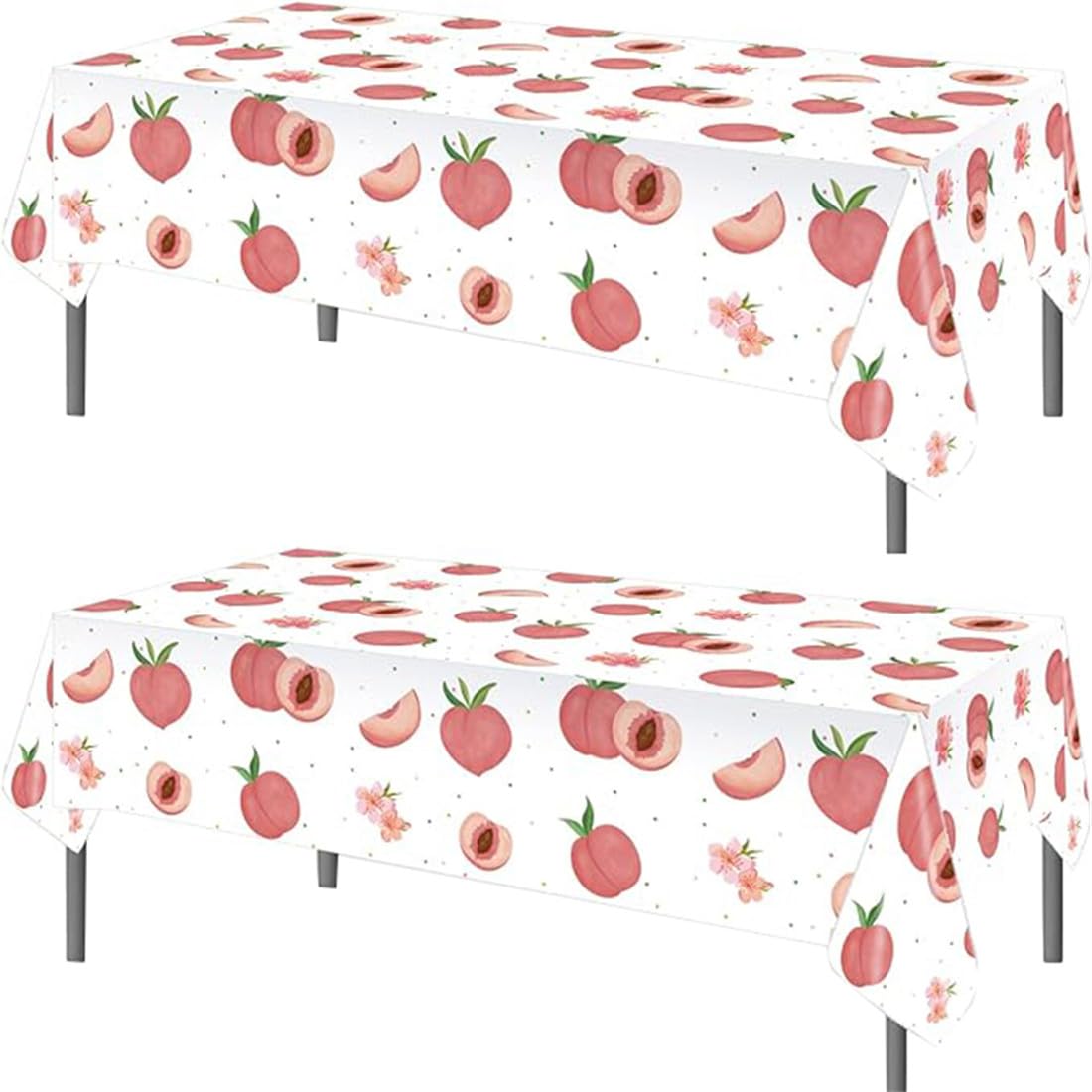 TOKYMOON 2 Pack of Disposable Peach Fruit Themed Party 54x87In Tablecloths Wedding Picnic Banquet Table Cover for Summer Sweet Peach Baby Shower Party Supplies