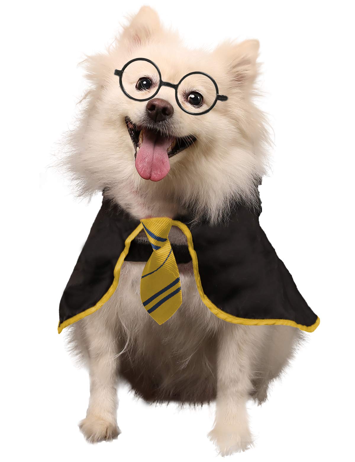 Coomour Dog Shirt Pet Wizard Costume Cat Soft Clothes for Dogs Cats Soft Hoodies with Glasses (Medium,Yellow)