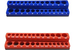 Tuxihapp 2PCS 1/4-Inch Magnetic Socket Organizer Set, SAE & Metric Sockets Holder Trays Holds 52 Standard and Deep Sockets, U