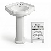 Renovators Supply Manufacturing Portsmouth 22-Inch Corner Pedestal Sink - White Vitreous China Porcelain - Space Saving Bathr