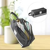 Hoinya Large Pencil Case Canvas 2 Compartments Grey view 4