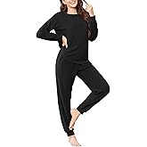 Ekouaer Womens Fuzzy Fleece Pajama Sets Long Sleeve Jogger Sets Comfy Sleepwear Loungewear with Pockets