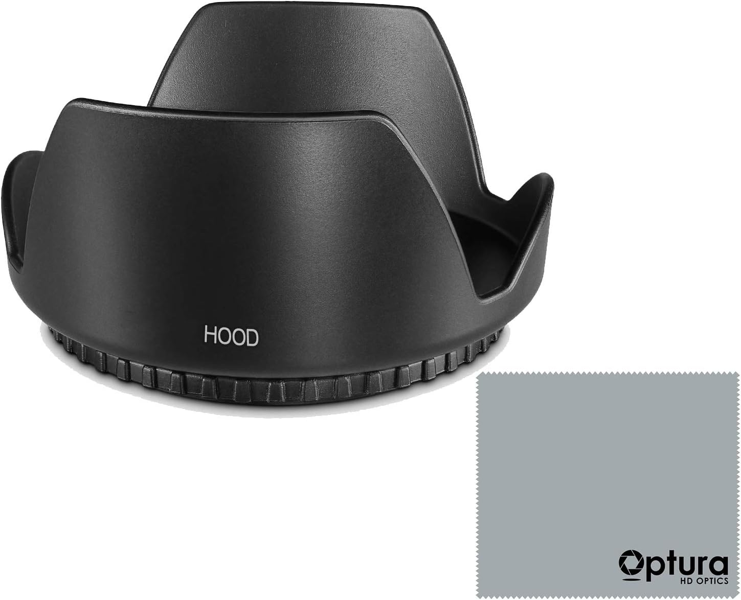 58MM Tulip Flower Lens Hood for Canon Rebel T5, T6, T6i, T7i, EOS 80D, EOS 77D Cameras with Canon EF-S 18-55mm f/3.5-5.6 is Lens and Select Nikon Lenses+OPTURA HD Microfiber
