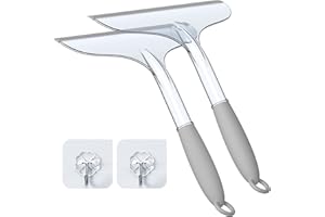 Shower Squeegee for Glass Shower Doors Bathroom Tile Mirror – Streak-Free Silent Window Cleaner with Non-Slip Handle and Adhe