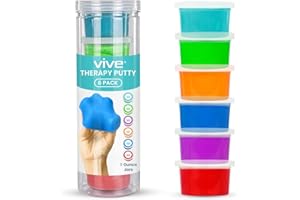 Vive Therapy Putty (6 Pack) - Putty for Hand - Stress Putty for Adults - Exercise Putty for Rehab, Finger, Grip Strength Resistance - Sensory Putty and Therapy Occupational Clay - 3 Ounces