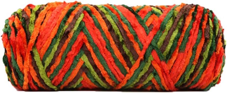 500g/1.1lb DIY Crochet Knitting Yarn Arm Knitting Yarn Fluffy Velvet Chenille Yarn Knitting Materials Knitting Yarn for Hats Toys Slippers Blanket Rug Mat Scarf Orange Green