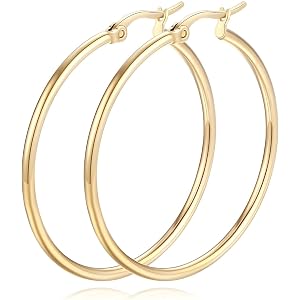 14K Gold Hoop Earrings for Women Gold Earrings Classic Shiny Earring for Women