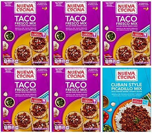 Nueva Cocina Taco Fresco Mix 1.2oz 5-pack + 1 Free Picadillo Mix 1.3oz