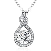 JOSHLUXE Moissanite Necklace for Women, 2 Carat D Color VVS1 Moissanite 925 Sterling Silver Pendant Necklace Jewelry, Anniversary Birthday Gifts for Wife Mom Girlfriend