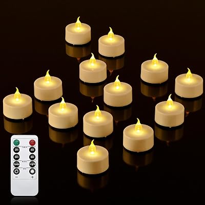 Cimetech 12 LED Tea Lights with Timer and Remote Control Battery Operated