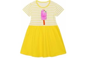 Girl Summer Cartoon Printed Striped T Shirt Skirt A Swing Crew Neck Short Sleeve Casual Outing 2 Fall Baby Girl Clothes