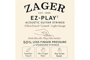 Zager Easy Play Acoustic Guitar Strings – Fits Martin, Taylor, Yamaha, Fender & Gibson Guitars – Easy on Fingers, Anti-Rust, Warm Rich Tone