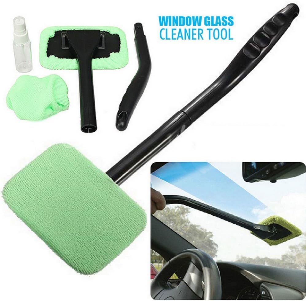 Hewnda Auto Glass Cleaner Wiper ，Cleaning Brush Household Glass Cleaner ，2 Washable Microfiber Cover 30ML Spray Bottles (1Set): Home & Kitchen