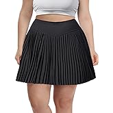 Moon Wood Plus Size Pleated Tennis Skirt with Pockets XL-5XL High Waisted Athletic Golf Skort for Workout Casual Wear