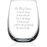 HAYOOU Sister Gifts from Sister,Little Sisters Gift For Christmas,Birthday,The Waves of Life We've Through Together Funny 15Oz Wine Glass（white