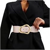 XZQTIVE Women Wide Elastic Waist Belt for Dresses Fashion Big Gold Buckle Stretchy Leather Waistband for Ladies