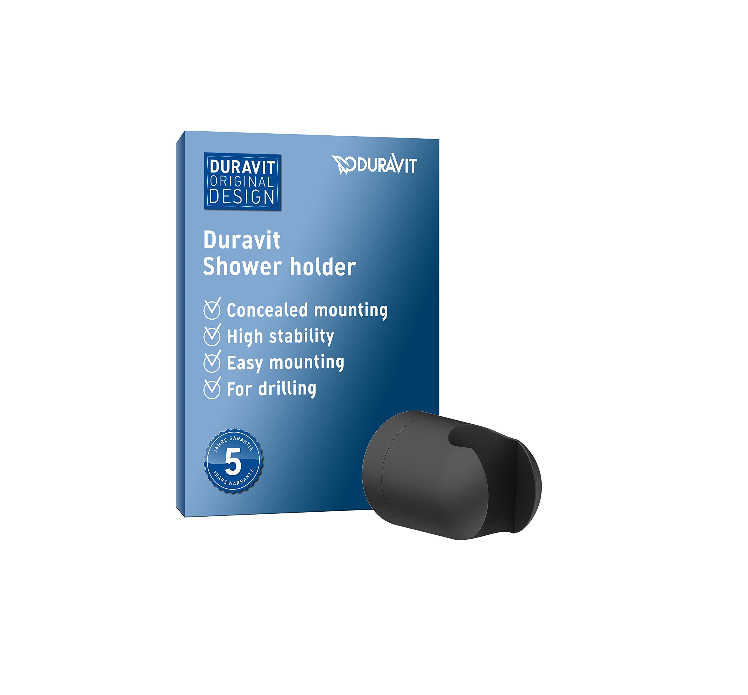 Duravit Universal Shower Head Holder, Shower Bracket for Hand Showers, Shower Holder, Black Matt