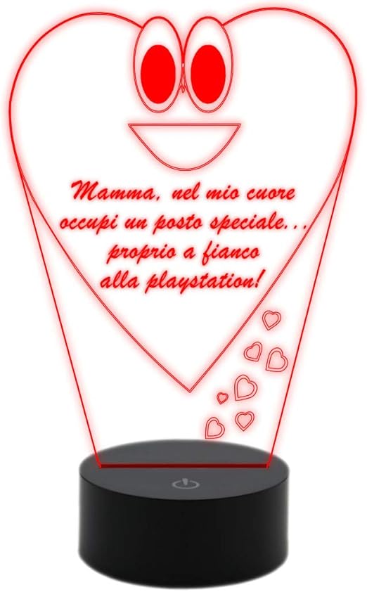 Generico Festa Della Mamma Regalo Compleanno Onomastico Lampada A Led Cuore Con Frase Personalizzata Divertente Con Playstation Luce Da Notte Amazon It Illuminazione