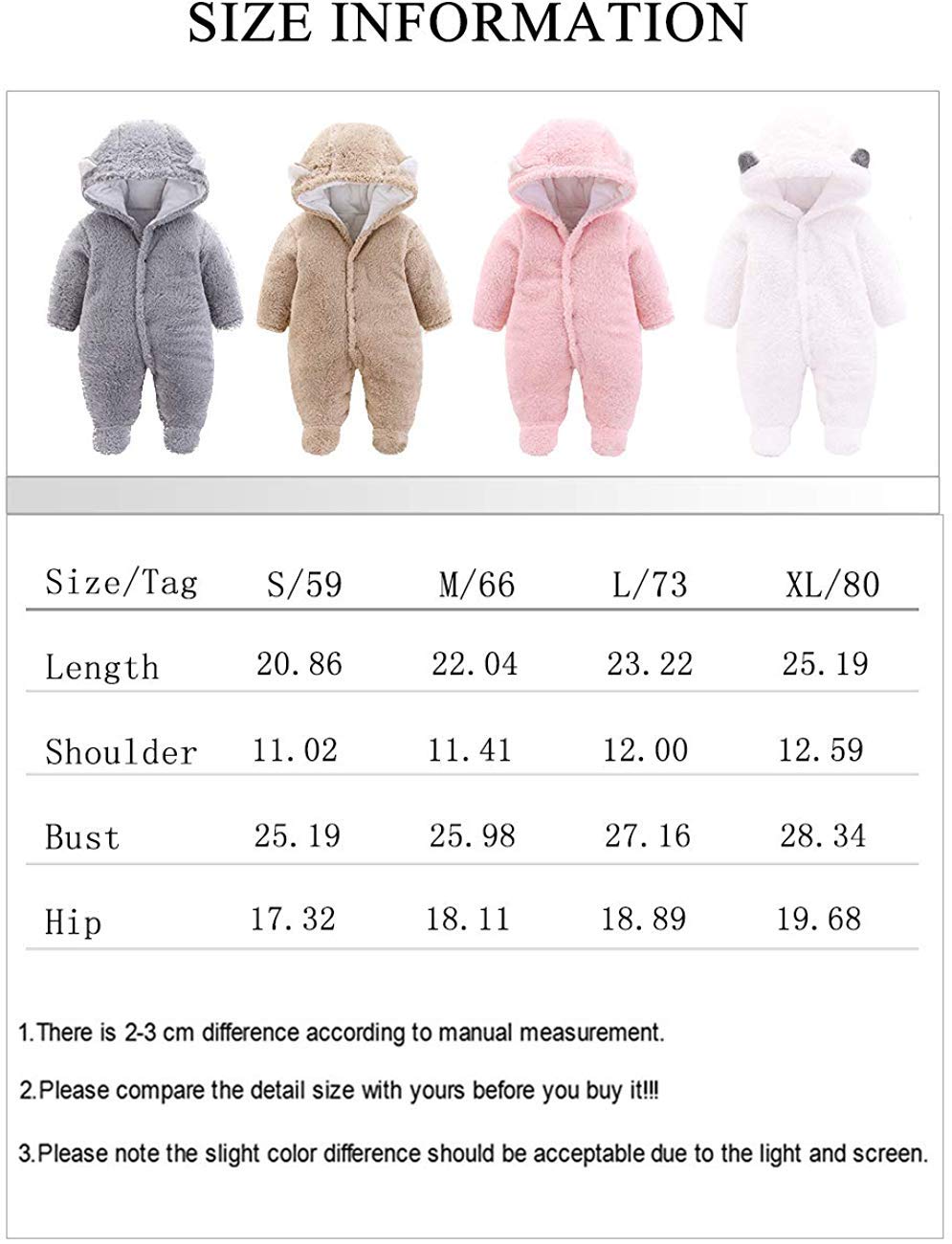 FIRENGOLI Unisex Baby Cloth Winter Coats Cute Newborn Infant Jumpsuit Snowsuit Bodysuits (Grey,0-3 M)
