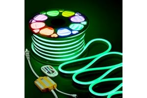 Samsion Neon Rope Lights Outdoor Waterproof RGB Neon Light Strip 82ft 25M Multicolor LED Neon Flex Strip Lights 80LEDs/M 110V~130V Color Changing Rope Lights for Indoor Outdoor Lighting