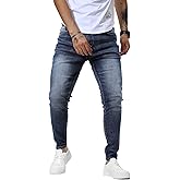 Woenzaia Mens Jeans Slim Fit Skinny Denim Stretch Tapered Jean Pants