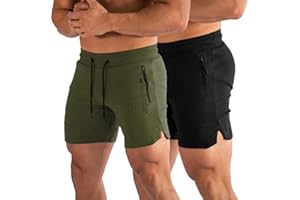 PIDOGYM Men's 5" Gym Workout Shorts,Fitted Jogging Short Pants for Bodybuilding Running Training with Zipper Pockets