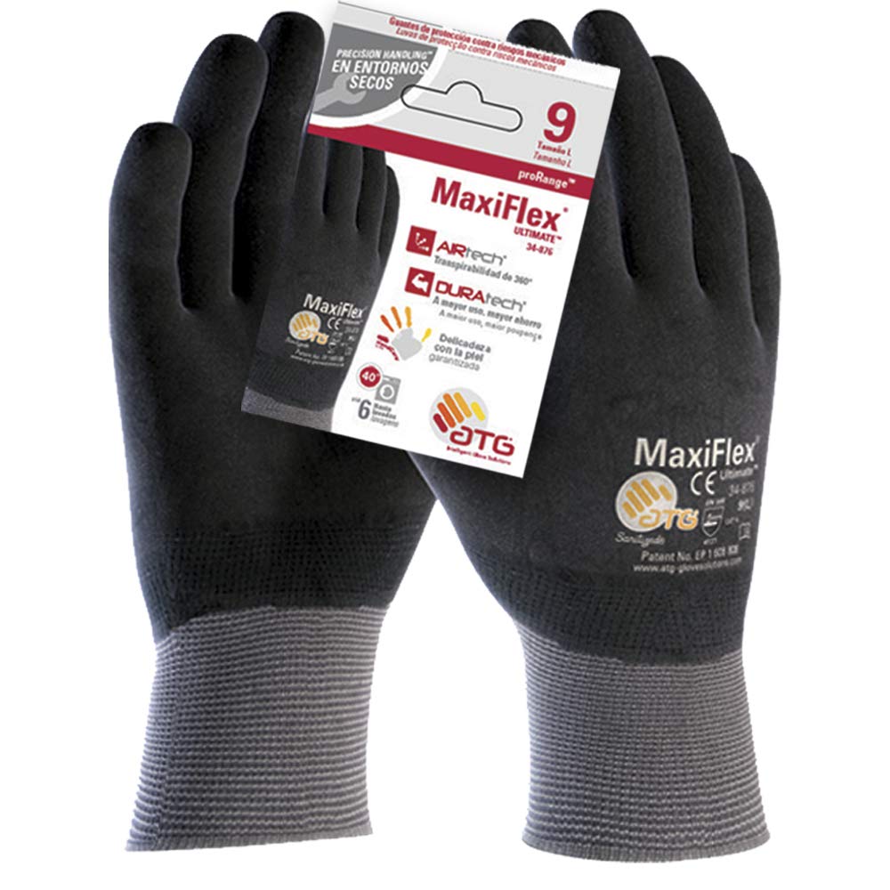 ATG 34-876 MaxiFlex® UltimateTM Glove, Grey/Black, Size 11