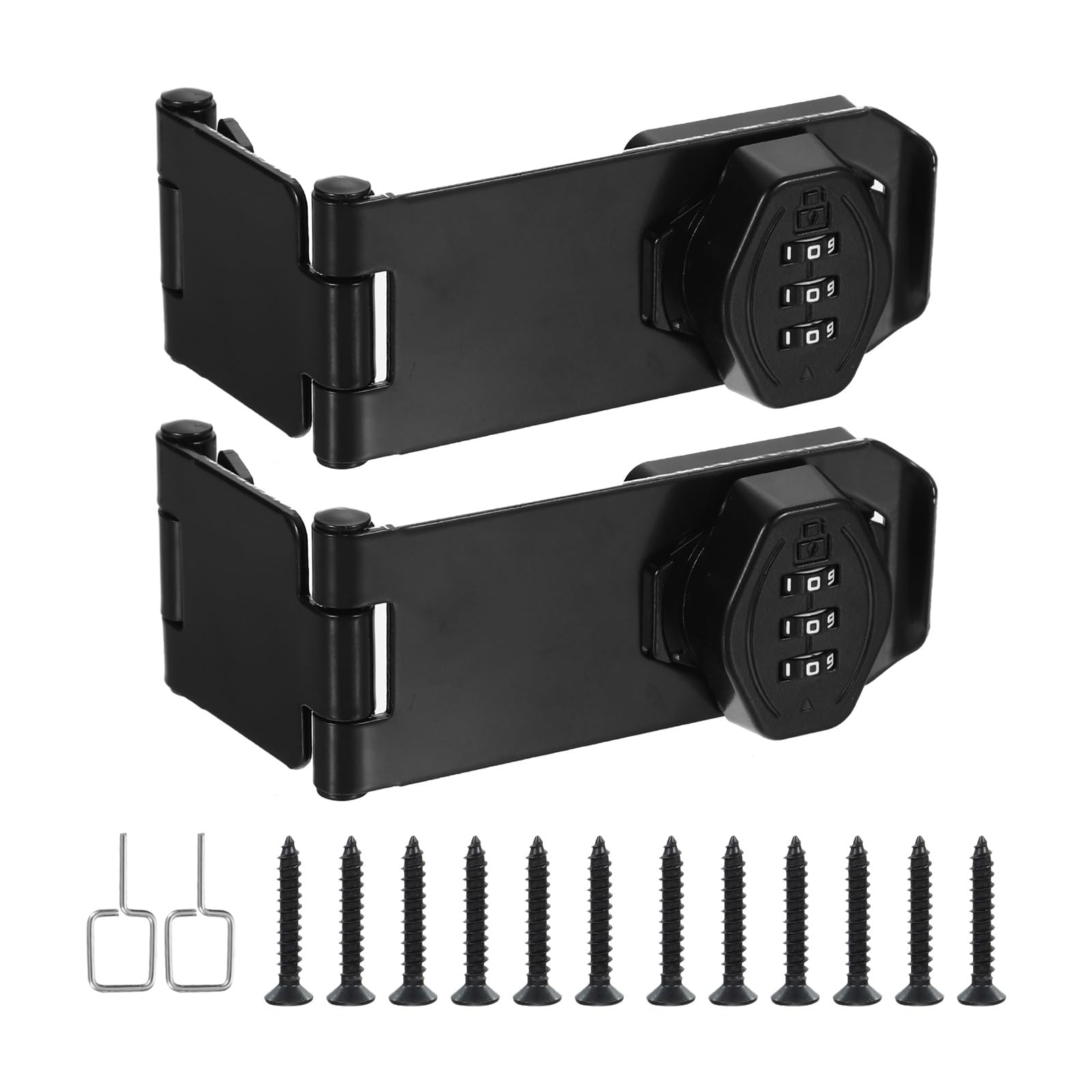 PATIKIL Combination Rotary Hasp Locks, 2 Pack 90 or 180 Degree Combination Safety Lock Door Latch with 3 Digit Password for Drawers Cabinets Flip Barn Door, Black