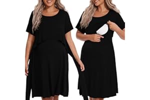 MONNURO Women Plus Size Labor and Delivery Gown Manternity Nursing Nightgown Sleepwear Dress for Breastfeeding Hospital