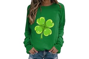 CGGMVCG Womens St Patricks Day Shirt Long Sleeve Crew Neck Shamrock T-Shirts Lucky St Patricks Day Clothes for Women