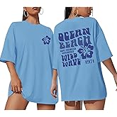 Sulayesh Hawaiian Shirts for Women Teen Girls Oversized Aesthetic Preppy Hibiscus Graphic Tees Beach Vacation Tshirts Tops