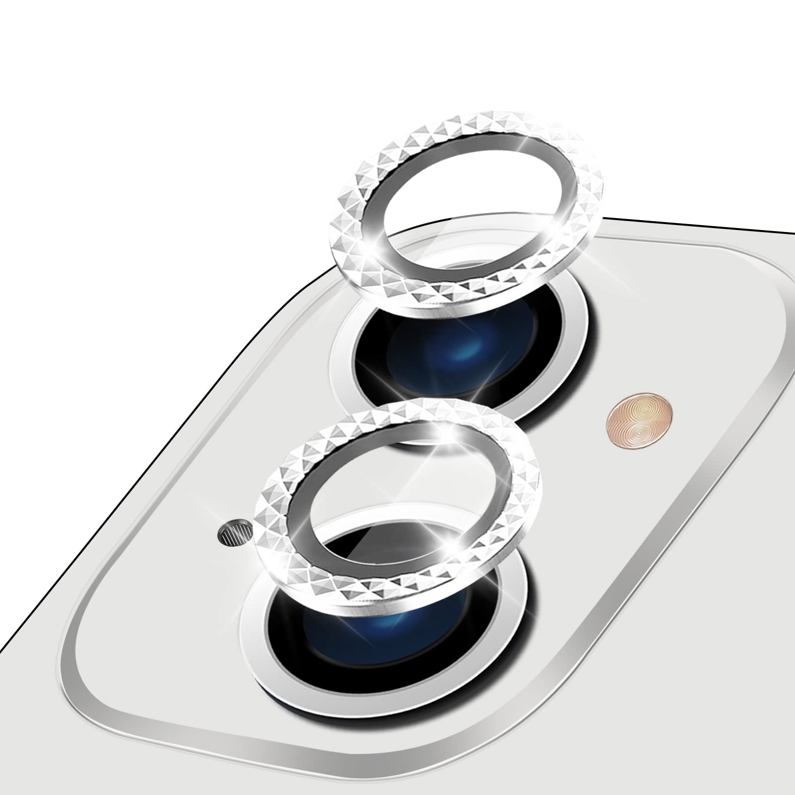 LucBuy Camera Lens Protector for iPhone 14/14Plus, Premium HD Tempered Glass Aluminum Alloy Individual Ring Circle Lens Screen Cover Film,Anti-Scratch Lens Protector Sticker (Sparkling)