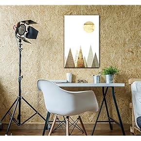 Canvas Wall Art - Abstract Mountains and The Sun - Gallery Wrap Modern Home Art | Ready to Hang - 12x18 inches