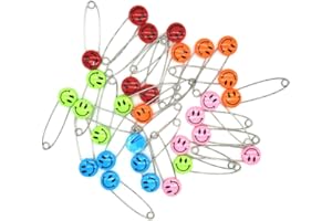 GTONEE Cute Baby Safety Pins - Safety Locking Baby Cloth Diaper Nappy Pins Plastic Head Stainless Steel Diaper Pins Safety Hold Clip Locking Cloth Pins (Colorful, 30pcs)