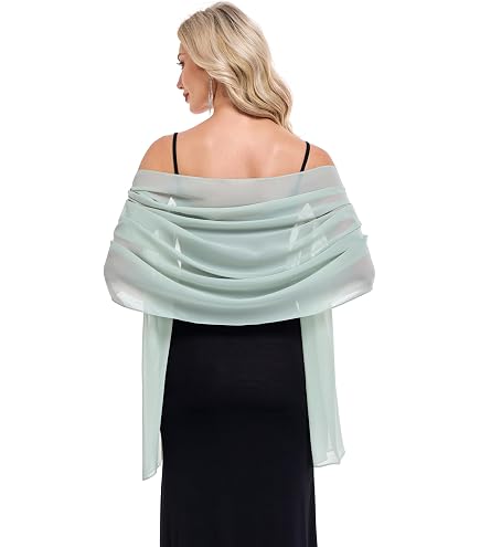 Hotshawl Womens Chiffon Shawls and Wraps, Wedding Party Shawl Scarf for Evening Dresses (Black) at Amazon Women's Clothing store