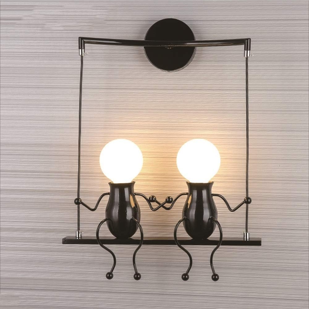 SLIANG Wall Lamp Modern Minimalist Personality Swing Iron Wall Lamp Creative Wedding Room Bedside Lamp Living Room Corridor Aisle Staircase Balcony Light (Black/Red/White) (Color : Black-2)