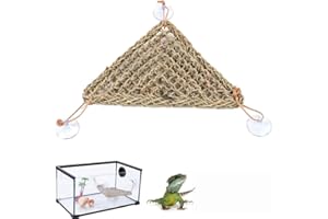 HIDOSNG Bearded Dragon Hammock, 28 * 20 * 20cm Natural Seagrass Woven Net, Bearded Dragon Lizard Hammock with Suction Cup, Re