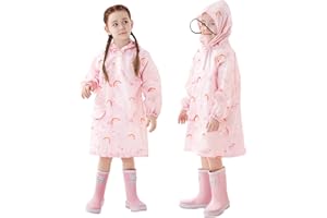FOUYADA Kids Raincoats Girls Rain Poncho Rain Jacket Children Rain Wear Rainwear