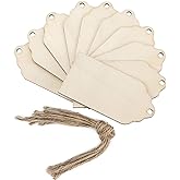 Mini Wooden Tag,Unfinished Hanging Wooden Tag with Hole DIY Christmas Holiday Decoration 24pcs